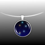 Libra Constellation Illustration 1" Space Pendant Necklace in Silver Tone