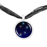 Libra Constellation Illustration 1" Space Pendant Necklace in Silver Tone