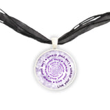 Live Your Dream Quote Swirl Vortex 1" Pendant Necklace in Silver Tone