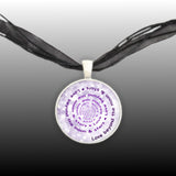 Love Beyond the Moon & Stars Quote Swirl Vortex 1" Pendant Necklace in Silver Tone
