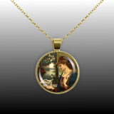 Love's Messenger Stillman Art Painting 1" Pendant Cable Chain Necklace in Silver Tone or Gold Tone