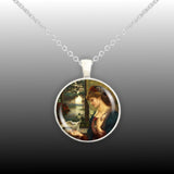 Love's Messenger Stillman Art Painting 1" Pendant Cable Chain Necklace in Silver Tone or Gold Tone