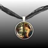 Love's Messenger Stillman Art Painting 1" Pendant Cable Chain Necklace in Silver Tone or Gold Tone