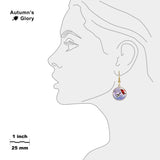 Purple Throated Lucifer Hummingbird & Crimson Red Flower on Blue Background Dangle Earrings w/ 3/4" Charms in Silver Tone or Gold Tone