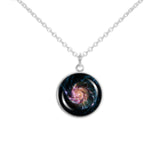 The Pinwheel Galaxy M101 in the Big Dipper Constellation Space 3/4" Charm for Petite Pendant or Bracelet in Silver Tone