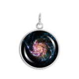 The Pinwheel Galaxy M101 in the Big Dipper Constellation Space 3/4" Charm for Petite Pendant or Bracelet in Silver Tone