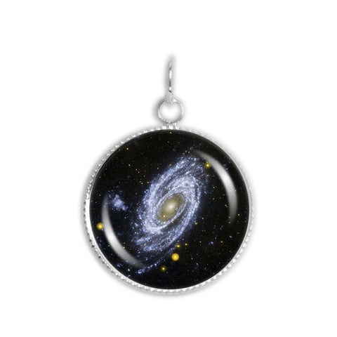 Bode's Galaxy M81 in the Constellation Ursa Major Space 3/4" Charm for Petite Pendant or Bracelet in Silver Tone