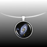 Bode's Galaxy M81 in the Constellation Ursa Major Space 1" Pendant Necklace in Silver Tone