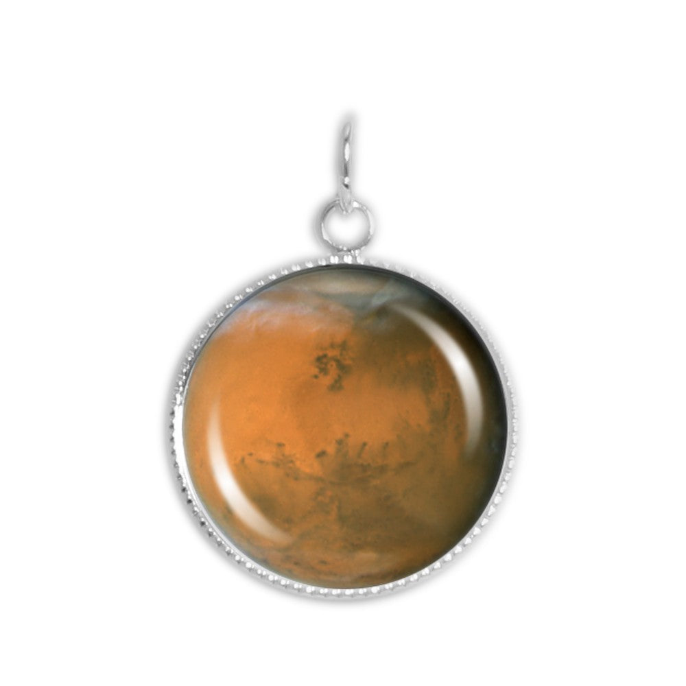 Rusty Red Planet Mars Solar System 3/4" Charm for Petite Pendant or Bracelet in Silver Tone