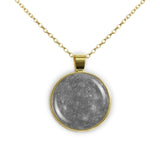 Planet Mercury Solar System Space 1" Pendant Necklace in Gold Tone