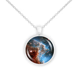 Monkey Head Nebula in the Constellation Orion Space 1" Pendant Necklace in Silver Tone