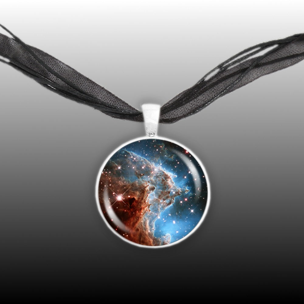 Monkey Head Nebula in the Constellation Orion Space 1" Pendant Necklace in Silver Tone