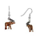 Brown Moose Earrings in Silver Tone, Celebrate Fall, Harvest, Halloween, Thanksgiving