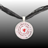 My Strength Is As the Strength of Ten, Because ... Tennyson Quote Swirl 1" Pendant Necklace Silver Tone