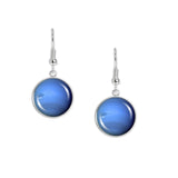 Planet Neptune Solar System Space Dangle Earrings w/ 3/4" Charms in Silver Tone