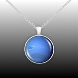 Planet Neptune Solar System Space 1" Pendant Necklace in Silver Tone