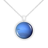Planet Neptune Solar System Space 1" Pendant Necklace in Silver Tone