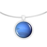 Planet Neptune Solar System Space 1" Pendant Necklace in Silver Tone