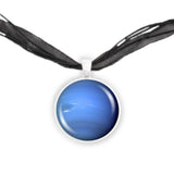 Planet Neptune Solar System Space 1" Pendant Necklace in Silver Tone