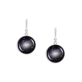 Milky Way Look-alike NGC 6744 Galaxy in Constellation Pavo Dangle Earrings w/ 3/4" Space Charms Silver Tone