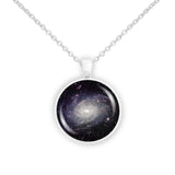 Milky Way Look-alike NGC 6744 Galaxy in the Constellation Pavo Space 1" Pendant Necklace in Silver Tone