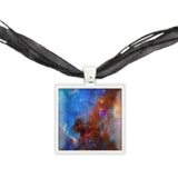 North America Nebula in the Constellation Cygnus Space 1" Pendant Necklace in Silver Tone
