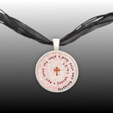 Nothing Can Stop God's Plan for Your Life Isaiah 14:27 Quote Cross Swirl 1" Pendant Necklace Silver Tone