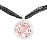 Open Your Heart Quote Swirl Vortex 1" Pendant Necklace in Silver Tone
