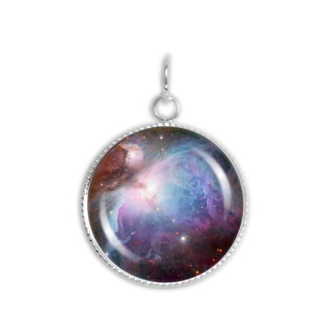 The Orion Nebula in the Constellation Sagittarius Space 3/4" Charm for Petite Pendant or Bracelet in Silver Tone