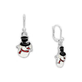 Petite Snowman w/ Glittery Earmuffs Earrings in Silver Tone, Celebrate the Holidays, Christmas, New Years