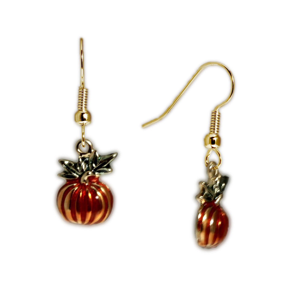 Bountiful Harvest Petite Pumpkin Earrings in Gold Tone, Celebrate Halloween, Autumn, Harvest, Christmas