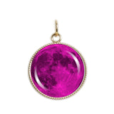 The Pink Moon of Earth Solar System 3/4" Charm for Petite Pendant or Bracelet in Silver Tone or Gold Tone