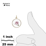 Pink Rose Color Pencil Drawing Style 3/4" Charm for Petite Pendant or Bracelet in Silver Tone or Gold Tone