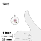 Pink Rose Color Pencil Drawing Style 3/4" Charm for Petite Pendant or Bracelet in Silver Tone or Gold Tone
