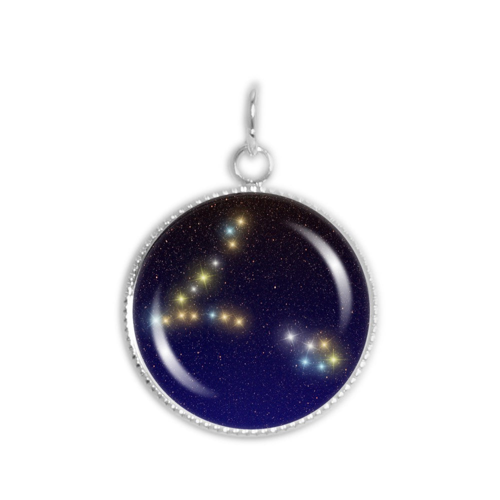Pisces Constellation Illustration 3/4" Charm for Petite Pendant or Bracelet in Silver Tone