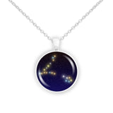 Pisces Constellation Illustration 1" Space Pendant Necklace in Silver Tone