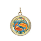 Pisces the Fish Astrological Sign in the Zodiac Illustration 3/4" Charm for Petite Pendant or Bracelet in Silver Tone or Gold Tone