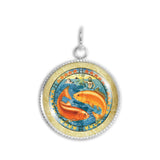 Pisces the Fish Astrological Sign in the Zodiac Illustration 3/4" Charm for Petite Pendant or Bracelet in Silver Tone or Gold Tone