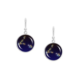 Pisces Constellation Illustration Dangle Earrings w/ 3/4" Space Charms in Silver Tone