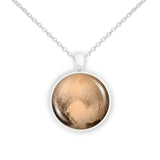 Dwarf Planet Pluto w/ Heart Surface Feature Solar System Space 1" Pendant Necklace in Silver Tone