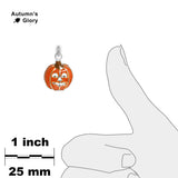 BOO! Orange Jack-o-lantern Pumpkin Petite Drop Pendant Necklace in Silver Tone