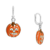 BOO! Orange Jack-o-lantern Pumpkin Earrings in Silver Tone Celebrate Halloween, Autumn