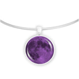 The Purple Moon of Earth Solar System 1" Pendant Necklace in Silver Tone