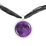 The Purple Moon of Earth Solar System 1" Pendant Necklace in Silver Tone