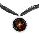 Red Spider Nebula in the Constellation Sagittarius Space 1" Pendant Necklace in Silver Tone
