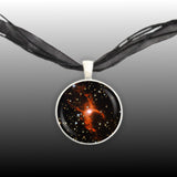 Red Spider Nebula in the Constellation Sagittarius Space 1" Pendant Necklace in Silver Tone
