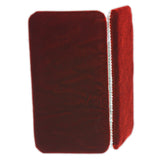 Fire Red Satin Velvet Flat Clutch Wallet w/ Sparkly Rhinestones & Silver Tone Frame