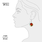 Crimson Red Poppy & Daisy Flowers Van Gogh Painting Art Dangle Earrings w/ 3/4" Charms in Silver Tone