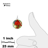Crimson Red Poppy & Cheery Daisy Flowers Van Gogh Painting 3/4" Charm for Petite Pendant or Bracelet in Silver Tone