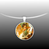 Girls At the Piano Renoir Art Painting 1" Pendant Necklace in Silver Tone
